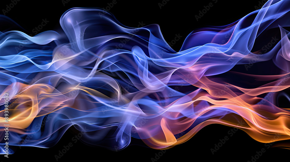 Fototapeta premium Energy Flow Visualization on Black Background, Abstract Light Streams, Dynamic Motion, Electric Energy Concept, Fluid Movement, Digital Abstract Illustration