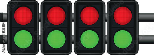 Racing-Starter-Lights, Start-Ampel Rennstrecke, Vektoren-Set