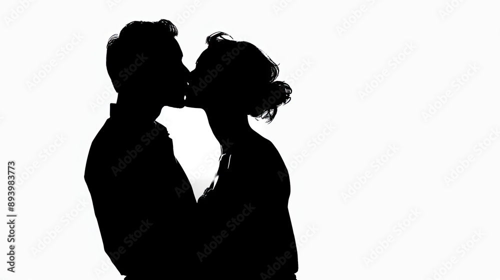 Silhouette of a Couple Sharing a Kiss at Night, Romantic Embrace, Night Sky, Love and Affection, Couple Silhouette, Intimate Moment Silhouette of a Couple Sharing a Kiss at Night, Romantic Embrace, Night Sky, Love and Affection, Couple Silhouette, Intimate Moment