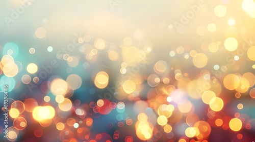 Abstract cream background with blurry festival lights and outdoor celebration bokeh