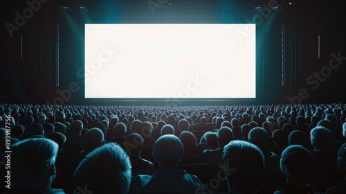 Wallpaper Mural Movie still of an empty white screen in the middle, crowd at a stadium Torontodigital.ca