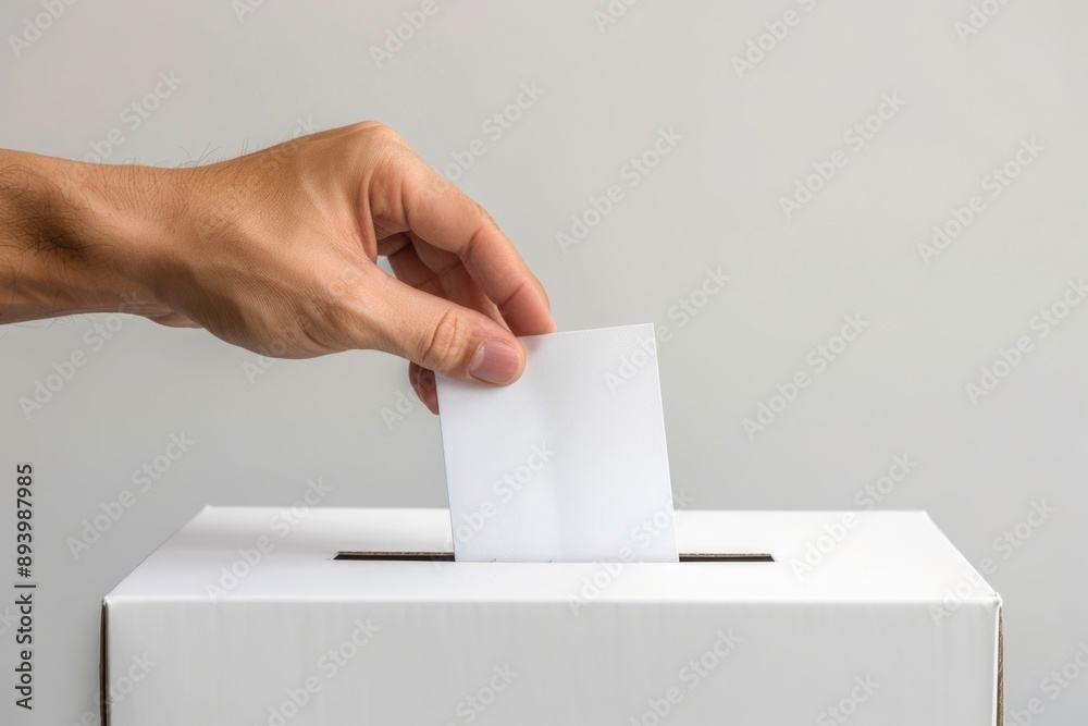 Democratic act - hand placing ballot paper in ballot box for voting, capturing essence of election concept, highlighting significance of secret ballot, and illustrating the intense preelection race. Democratic act - hand placing ballot paper in ballot box for voting, capturing essence of election concept, highlighting significance of secret ballot, and illustrating the intense preelection race.