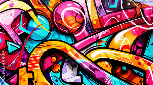 Wallpaper Mural Abstract bold beautiful graffiti urban street art background on outdoor brick wall colorful tags shapes dynamic art urban renewal neighborhood beautification public art city street Torontodigital.ca