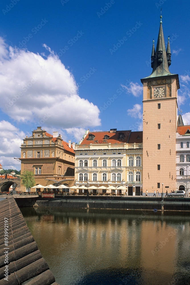 Fototapeta premium Clock Tower At East End Of Charles Bridge