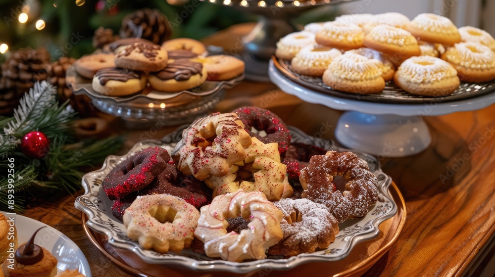 German Christmas cookies displayed on a holiday table German Christmas cookies displayed on a holiday table
