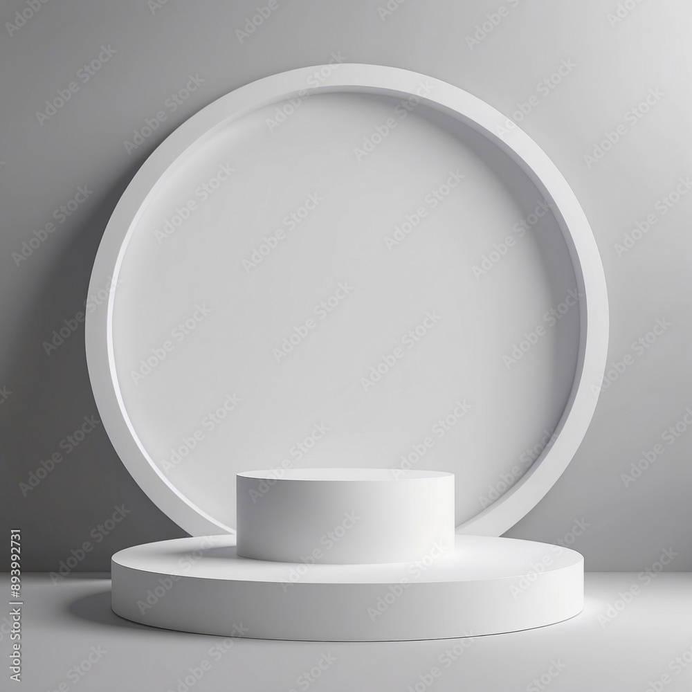 3d abstract background with marble pedestal. Round frosted glass frame with plumber's sheets. Minimalistic realistic image of an empty podium to showcase cosmetics products 3d abstract background with marble pedestal. Round frosted glass frame with plumber's sheets. Minimalistic realistic image of an empty podium to showcase cosmetics products