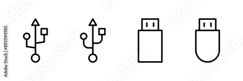 Usb icon vector isolated on white background. Flash disk icon vector