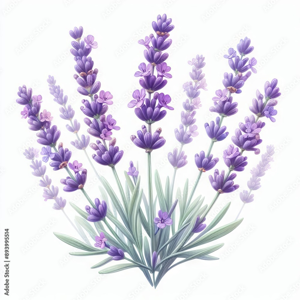 Naklejka premium lavender flat watercolor illustration on white background 