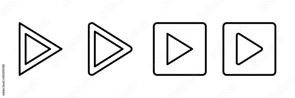 play Icon vector isolated on white background. Play button vector icon. Video icon vector play Icon vector isolated on white background. Play button vector icon. Video icon vector