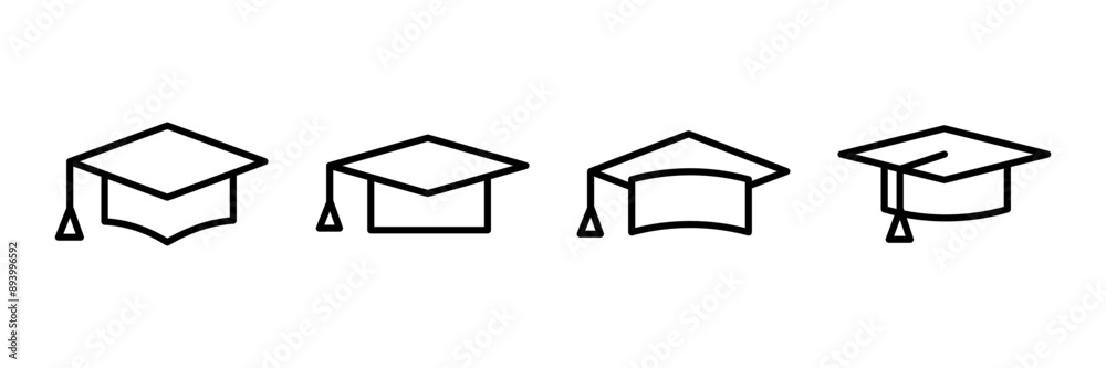 Education icon vector isolated on white background. Graduation cap icon. Graduate. Students cap Education icon vector isolated on white background. Graduation cap icon. Graduate. Students cap