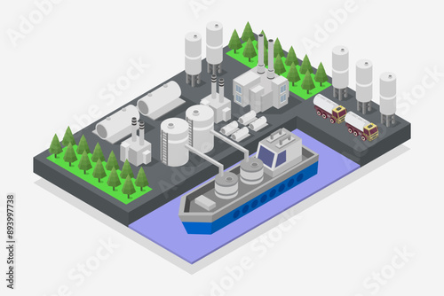 Refinery ocean platform isometric