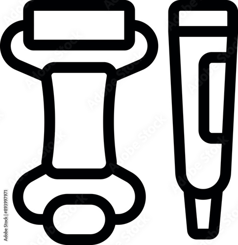 Simple line icon representing shaving foam and razor, ideal for projects related to men's grooming and self care