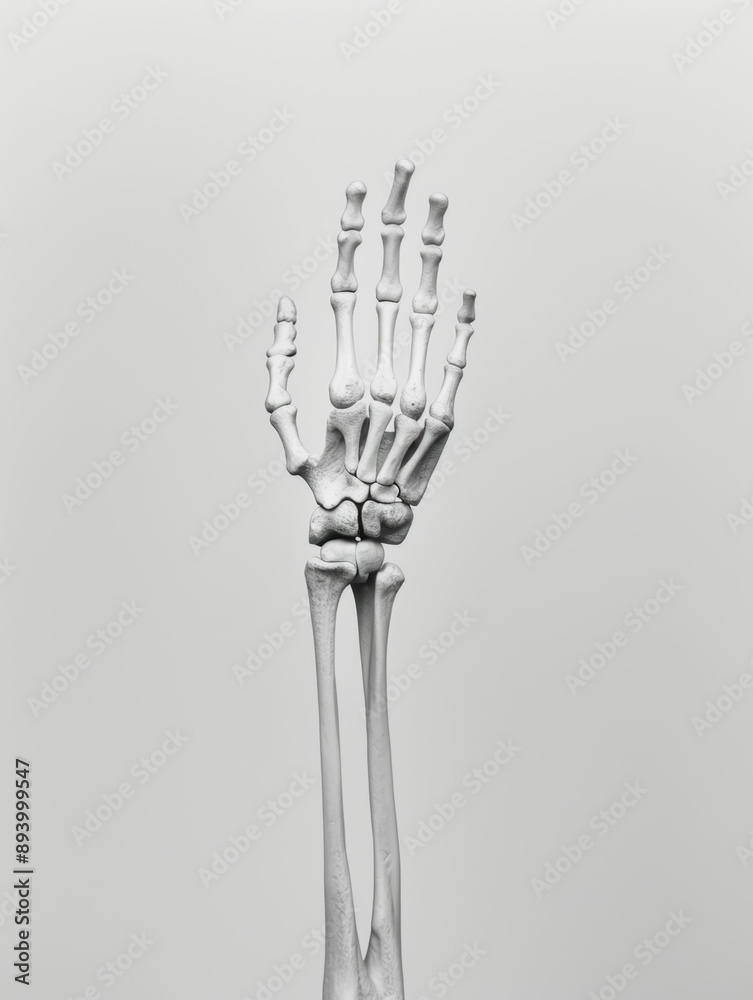 A skeleton hand is shown in a white background A skeleton hand is shown in a white background