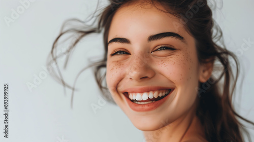 Portrait of a very happy young woman