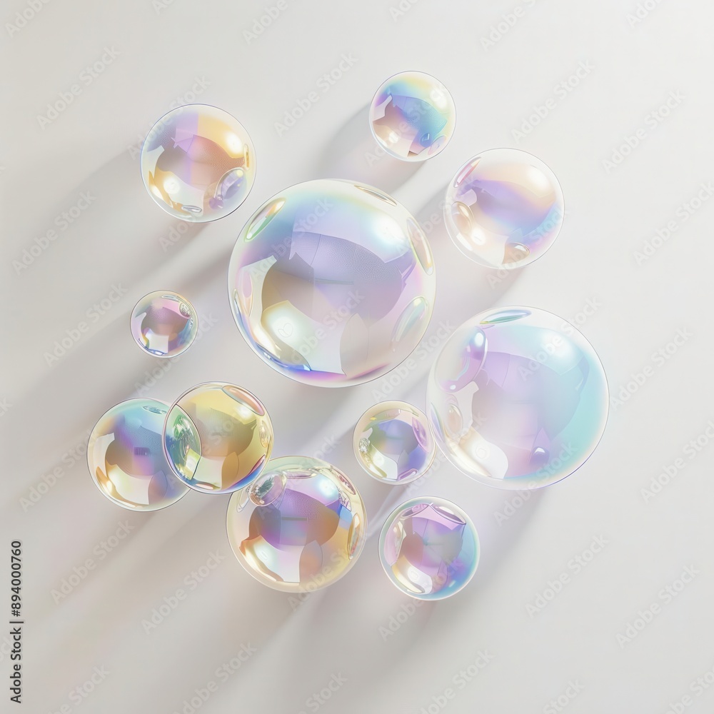 iridescent soap bubbles floating against a stark white backdrop prismatic colors dancing across translucent surfaces varying sizes creating depth and dimension hyperrealistic detail iridescent soap bubbles floating against a stark white backdrop prismatic colors dancing across translucent surfaces varying sizes creating depth and dimension hyperrealistic detail