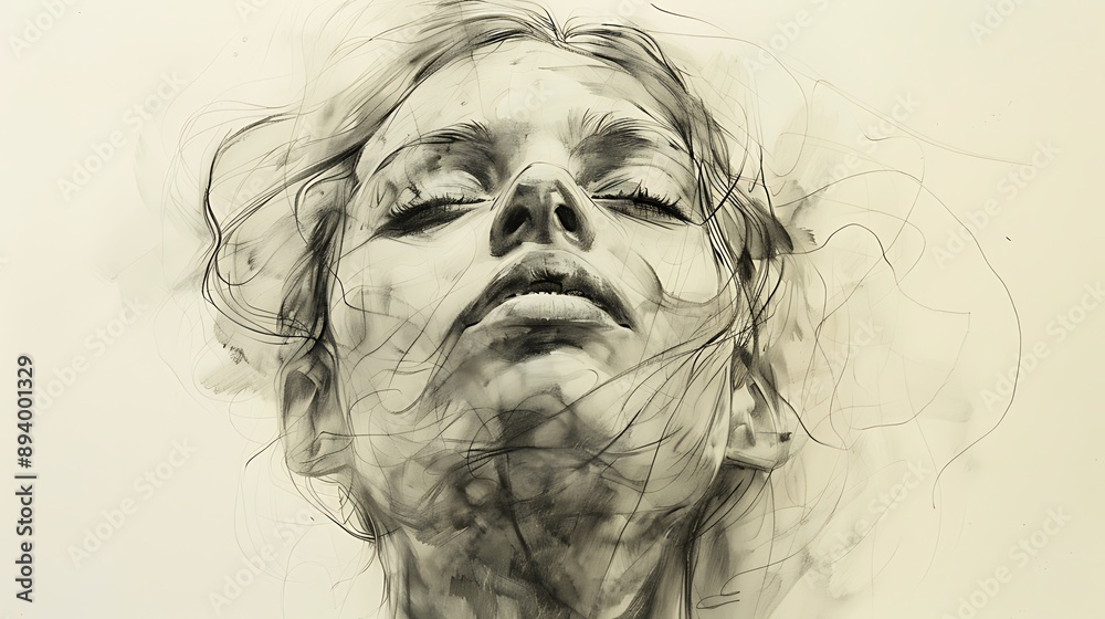 Fototapeta premium minimalist scribble potrait art for background