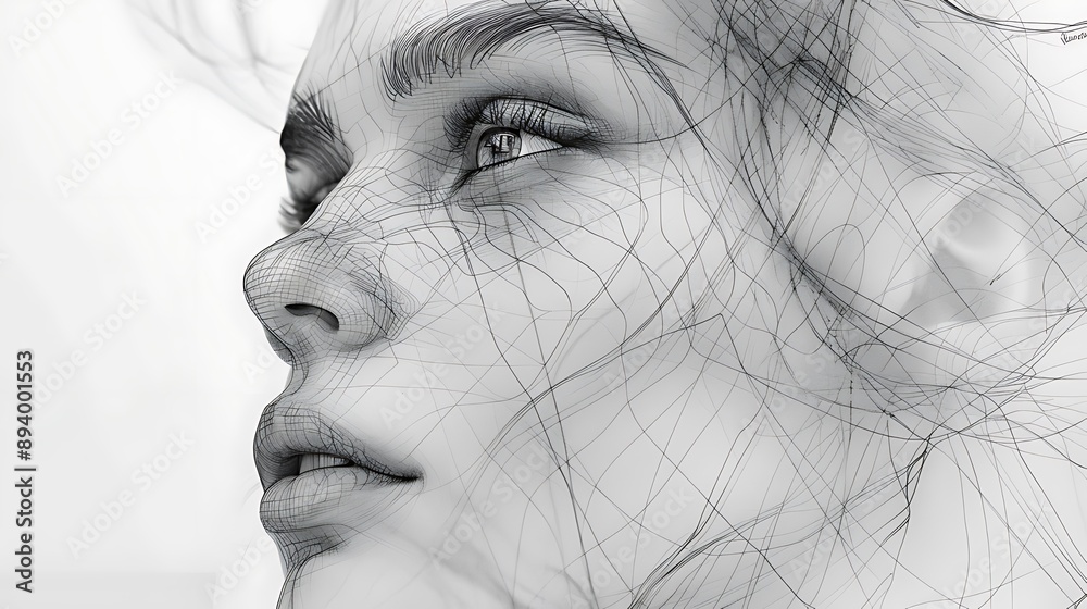 Fototapeta premium minimalist scribble potrait art for background