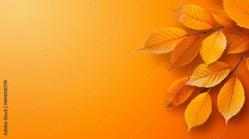 Obraz premium A close up of orange leaves on a yellow background