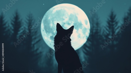 Fox in a moonlit forest, stained glass, cool tones, mystical style, intricate and serene