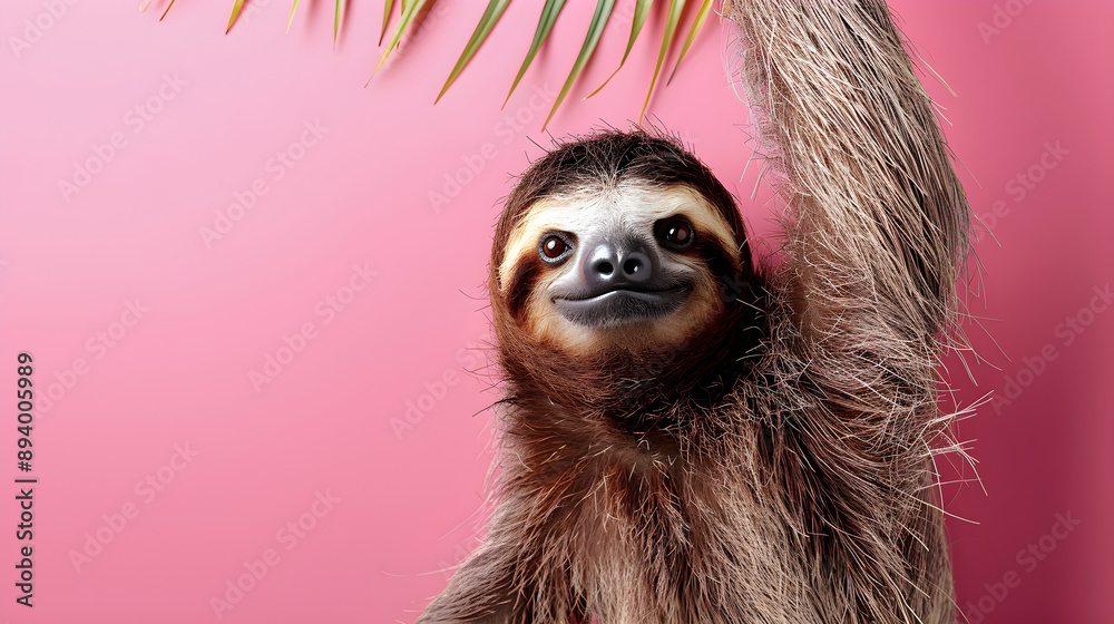 Charming sloth celebrating life on a vibrant pink backdrop, perfect for marketing, education, and lifestyle content. Ideal for engaging with audiences craving positivity and fun. Charming sloth celebrating life on a vibrant pink backdrop, perfect for marketing, education, and lifestyle content. Ideal for engaging with audiences craving positivity and fun.