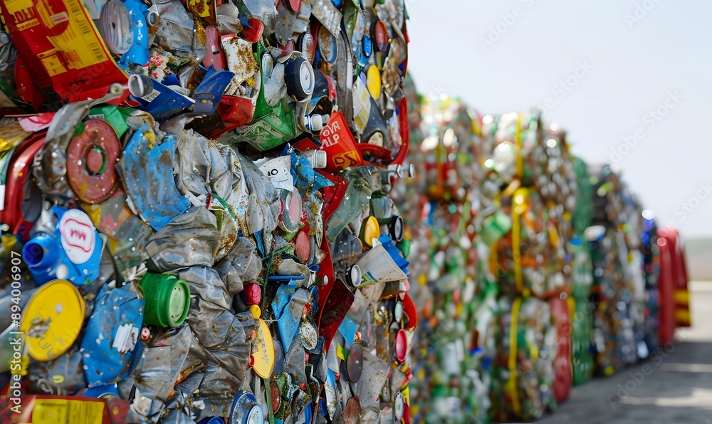 Recyclable waste in bales Recyclable waste in bales