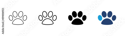 Paw icon set. paw print icon vector. dog or cat paw