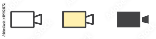 Video icon flat editable icon mark set. 