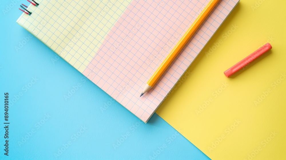 Background of paper notebook and pencil for studying concept Background of paper notebook and pencil for studying concept