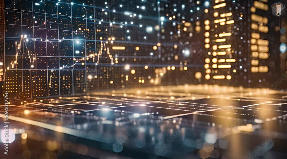 Big data technology and data science abstract background. Data scientist querying. Analysing and visualizing artificial intelligence on virtual screen. AI Data flow concept. Finance neural network ML