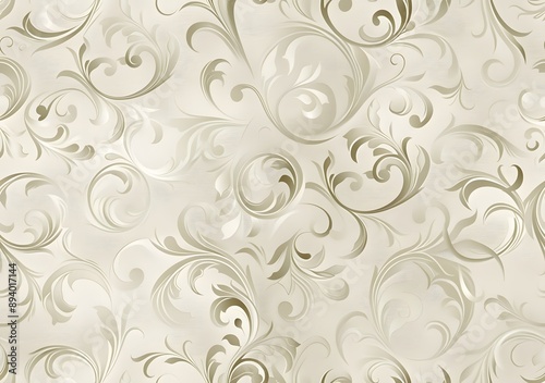 Light Gray Swirls on Ivory Vintage Vector Pattern