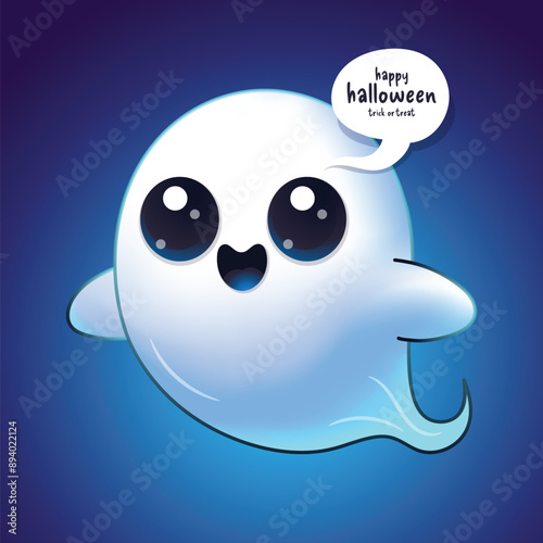 Cute Cartoon Ghost Illustration Of Funny Monster Halloween Mascot Character Clipart