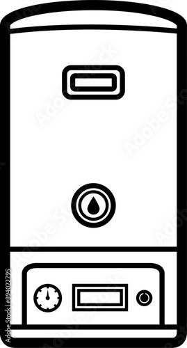 Illustration of a boiler drawn with black lines