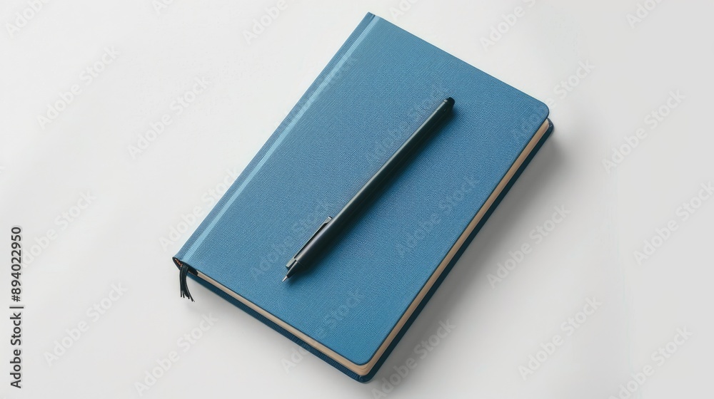 Notebook mockup in marine blue on white background Notebook mockup in marine blue on white background