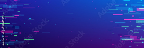 Glitch game background with abstract noise pixels on TV screen, vector texture effect. Digital glitch background on blue screen for video game with VHS retro television broken signal with error noise