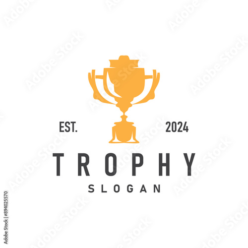 Trophy Logo, Sports Tournament Championship Cup Design. Minimalist Antique Victory Award
