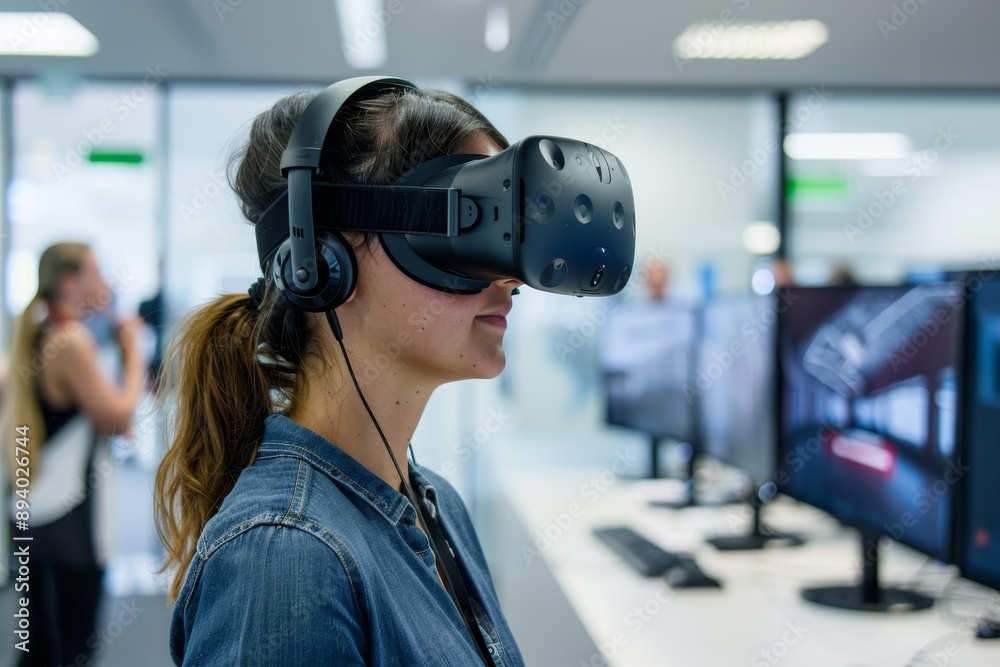 A virtual reality simulation demonstrating the integration of technology into business operations A virtual reality simulation demonstrating the integration of technology into business operations