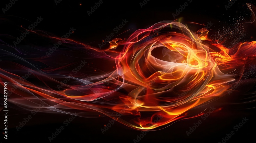 Abstract background of dancing flames with vibrant orange and red hues, ideal for dynamic energy concepts, isolated on black