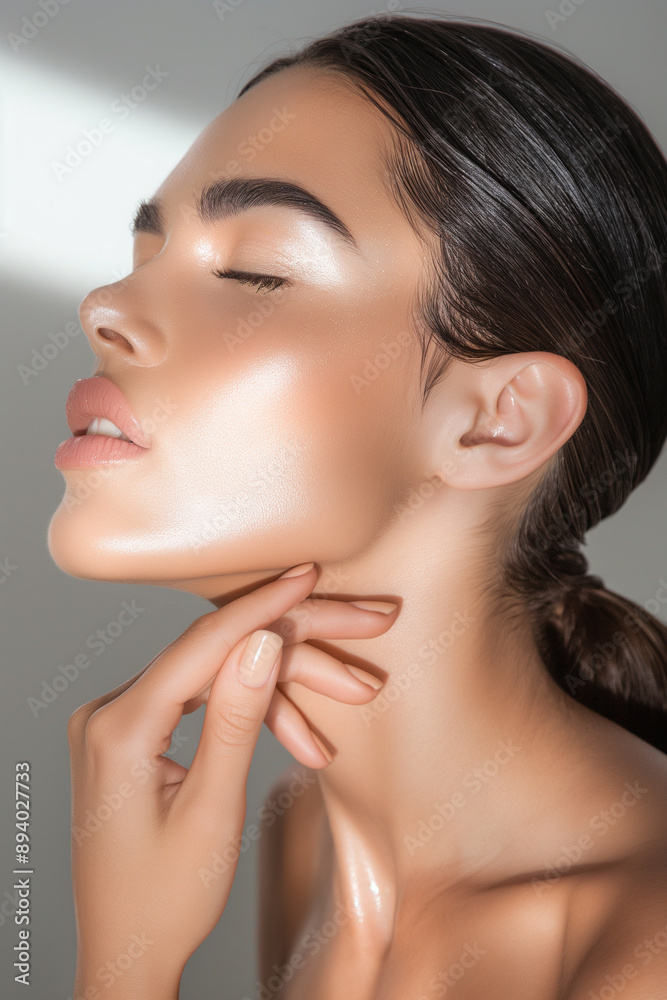 Close-up of woman with flawless glowing skin, beauty and skincare concept, healthy complexion, radiant face, youthful look, beauty portrait, natural glow. Close-up of woman with flawless glowing skin, beauty and skincare concept, healthy complexion, radiant face, youthful look, beauty portrait, natural glow.