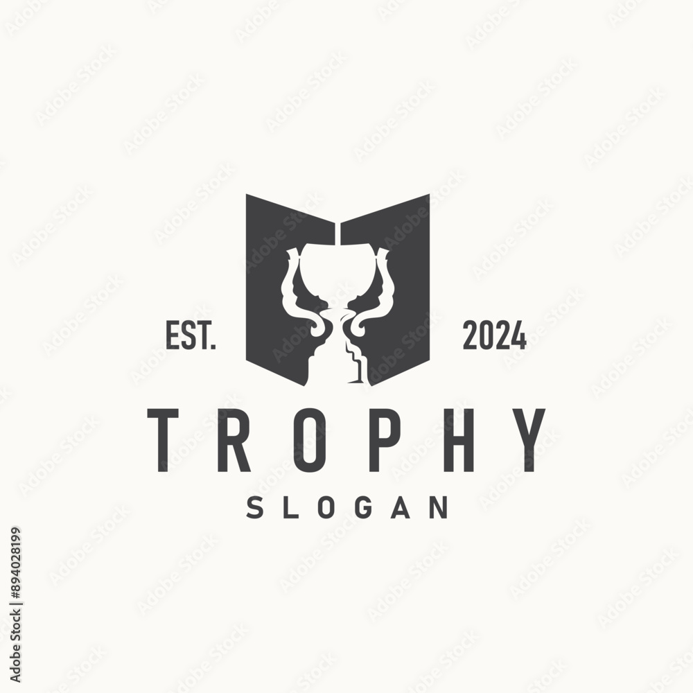 Trophy Logo, Sports Tournament Championship Cup Design. Minimalist Antique Victory Award Trophy Logo, Sports Tournament Championship Cup Design. Minimalist Antique Victory Award