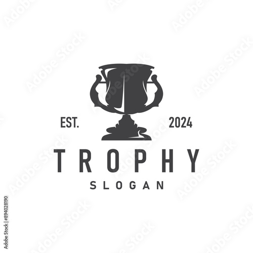 Trophy Logo, Sports Tournament Championship Cup Design. Minimalist Antique Victory Award