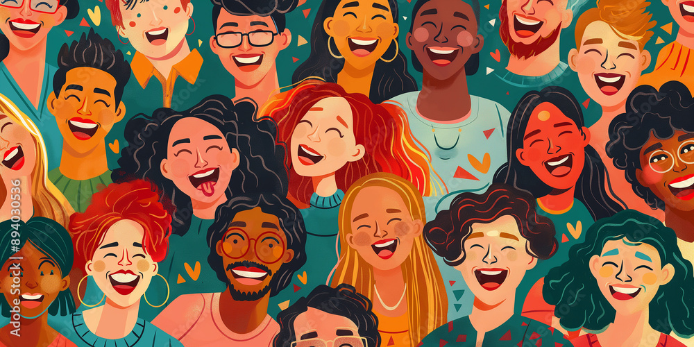 Diverse group of people smiling and laughing together Diverse group of people smiling and laughing together