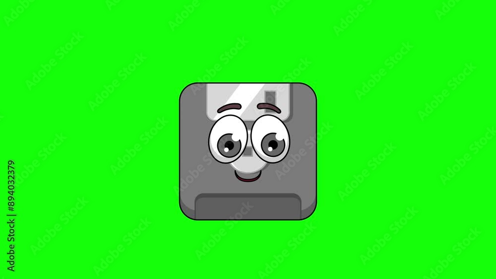 floppy disk cartoon with a smiling face with heart eyes, emoji emoticon animation floppy disk cartoon with a smiling face with heart eyes, emoji emoticon animation