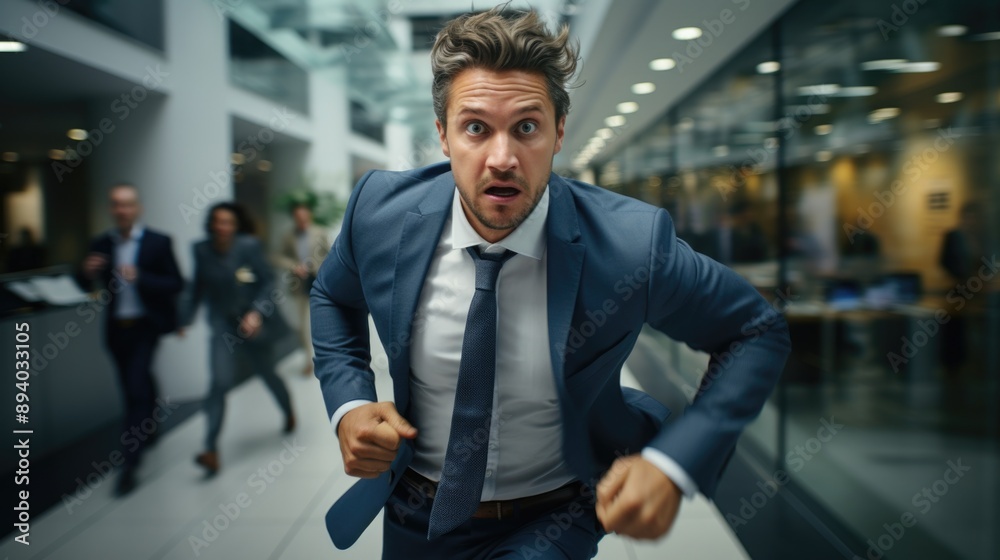 Speed of success - businessman running, representing fast-paced corporate lifestyle, highlighting concept of modern life, rapid work, relentless drive for business achievement. Speed of success - businessman running, representing fast-paced corporate lifestyle, highlighting concept of modern life, rapid work, relentless drive for business achievement.