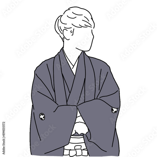 【手書きイラスト】和装 紋付 新郎