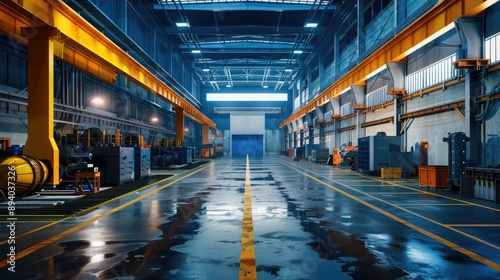 Massive hydraulic press in a manufacturing plant © pamungkas