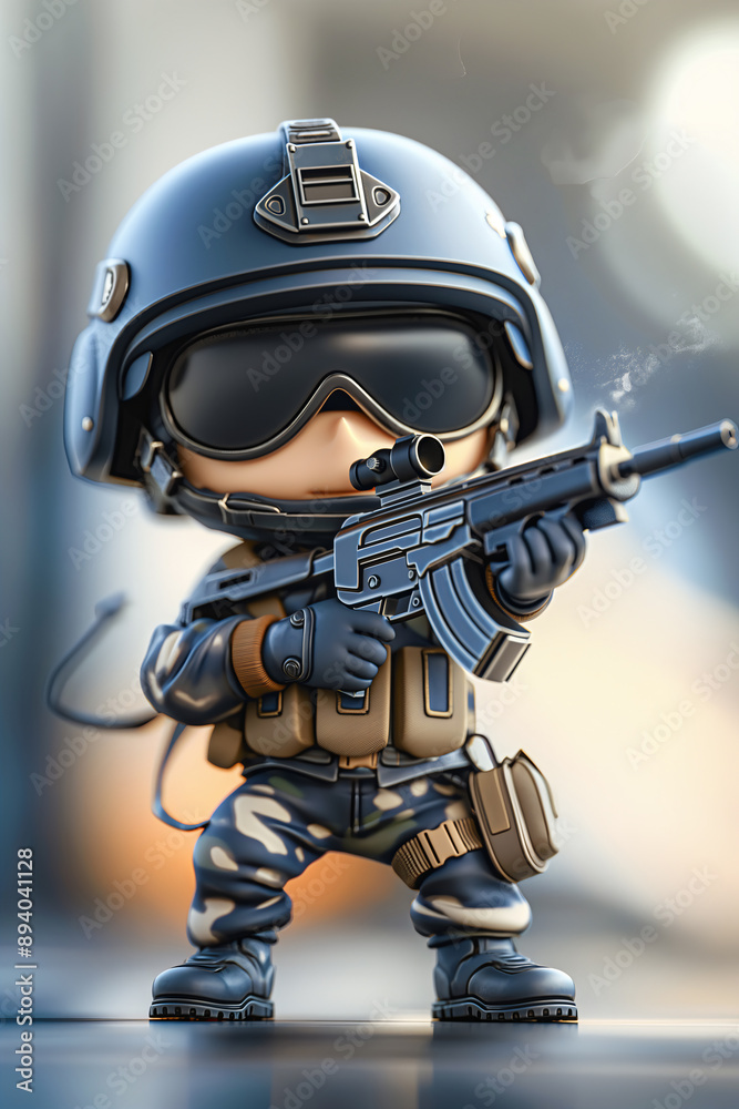 portrait of cute Navy Seal Army. 3D cartoon animation style.