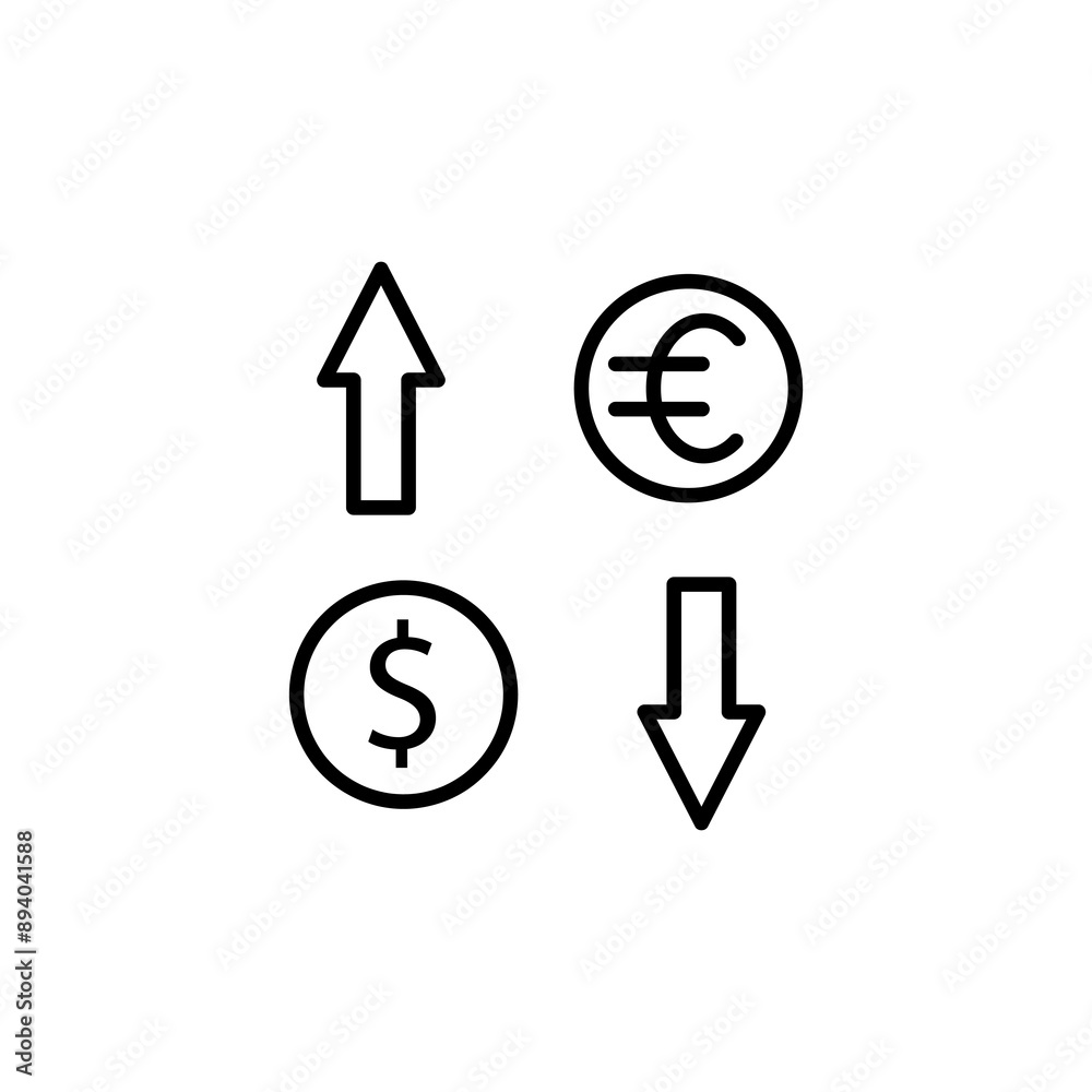Dollar exchange rate balance outline icon. simple flat black illustration on white background..eps Dollar exchange rate balance outline icon. simple flat black illustration on white background..eps