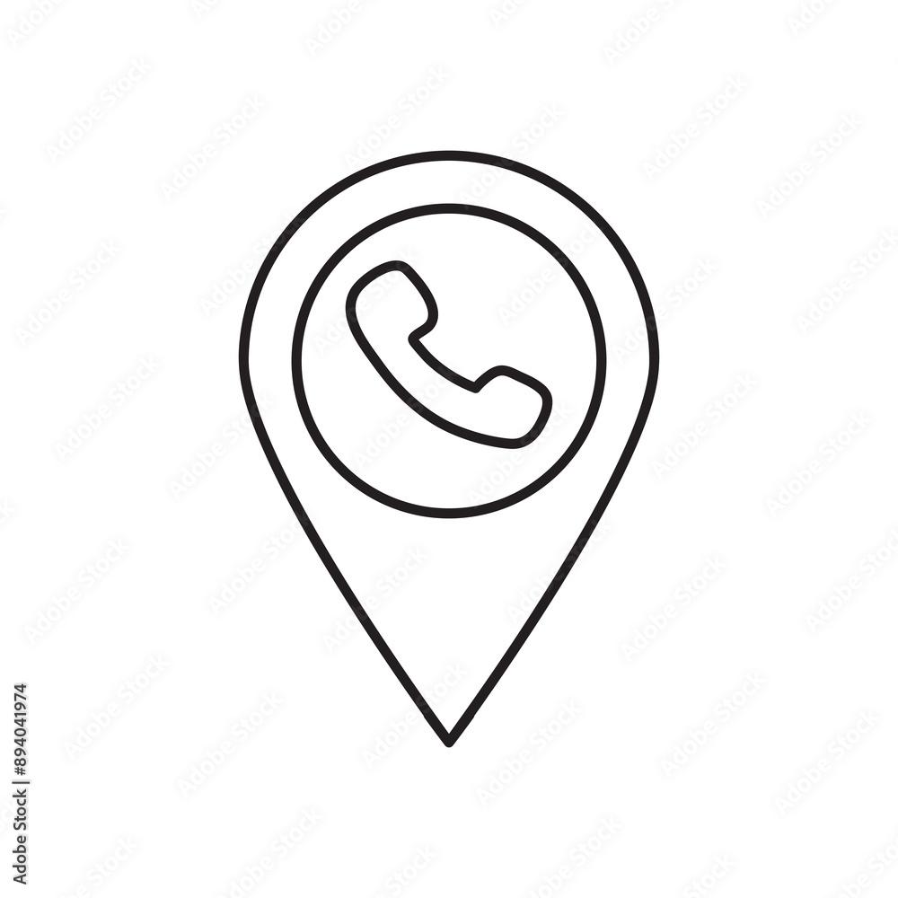 Handset icon. Flat design. map pin with Handset icon illustration on white background..eps Handset icon. Flat design. map pin with Handset icon illustration on white background..eps