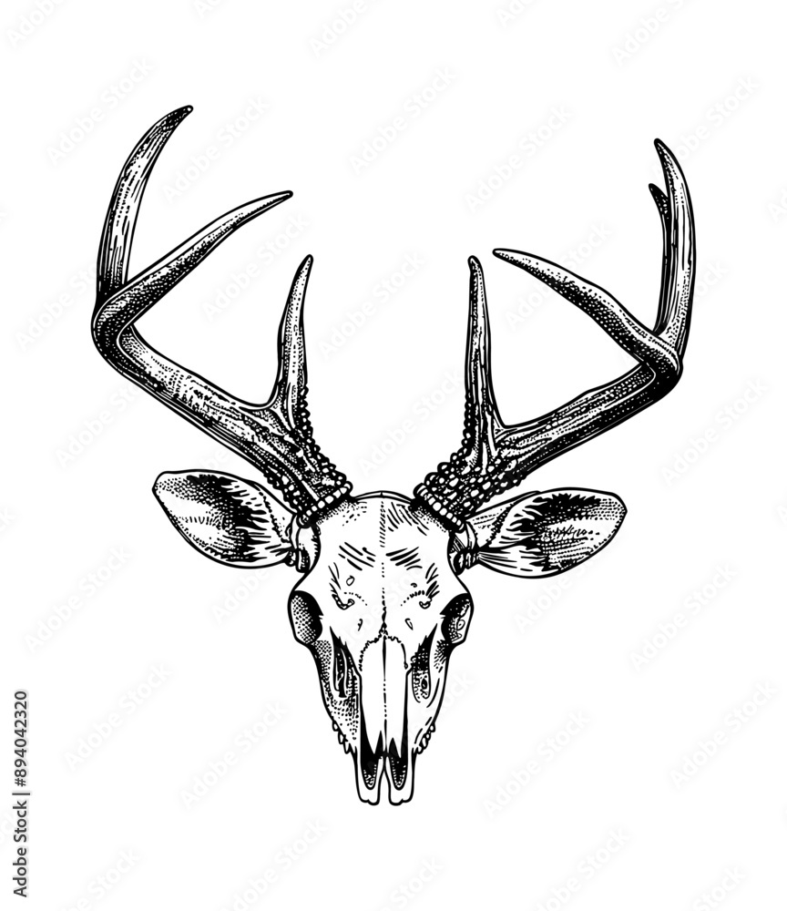 deer skull engraving black and white outline deer skull engraving black and white outline