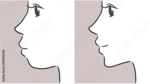 横顔の女性のイラスト